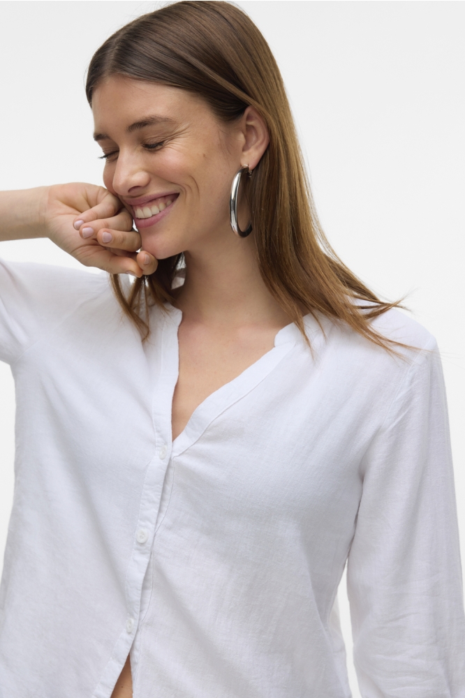 VMLINN LS V-NECK SHIRT WVN NOOS 10323030 SNOW WHITE